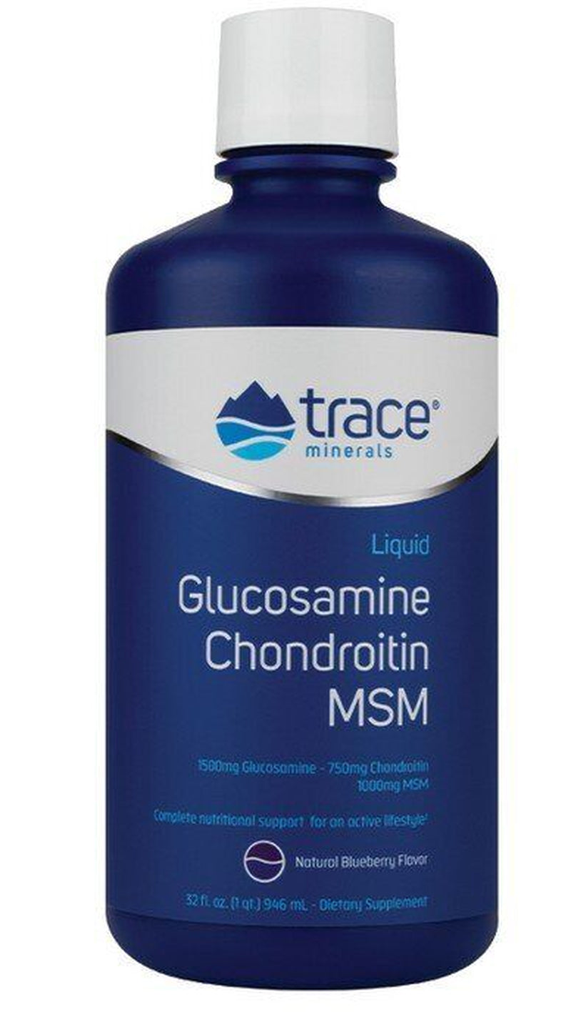 Trace Minerals Liquid Glucosamine Chondroitin MSM Blueberry 32 Oz Liquid