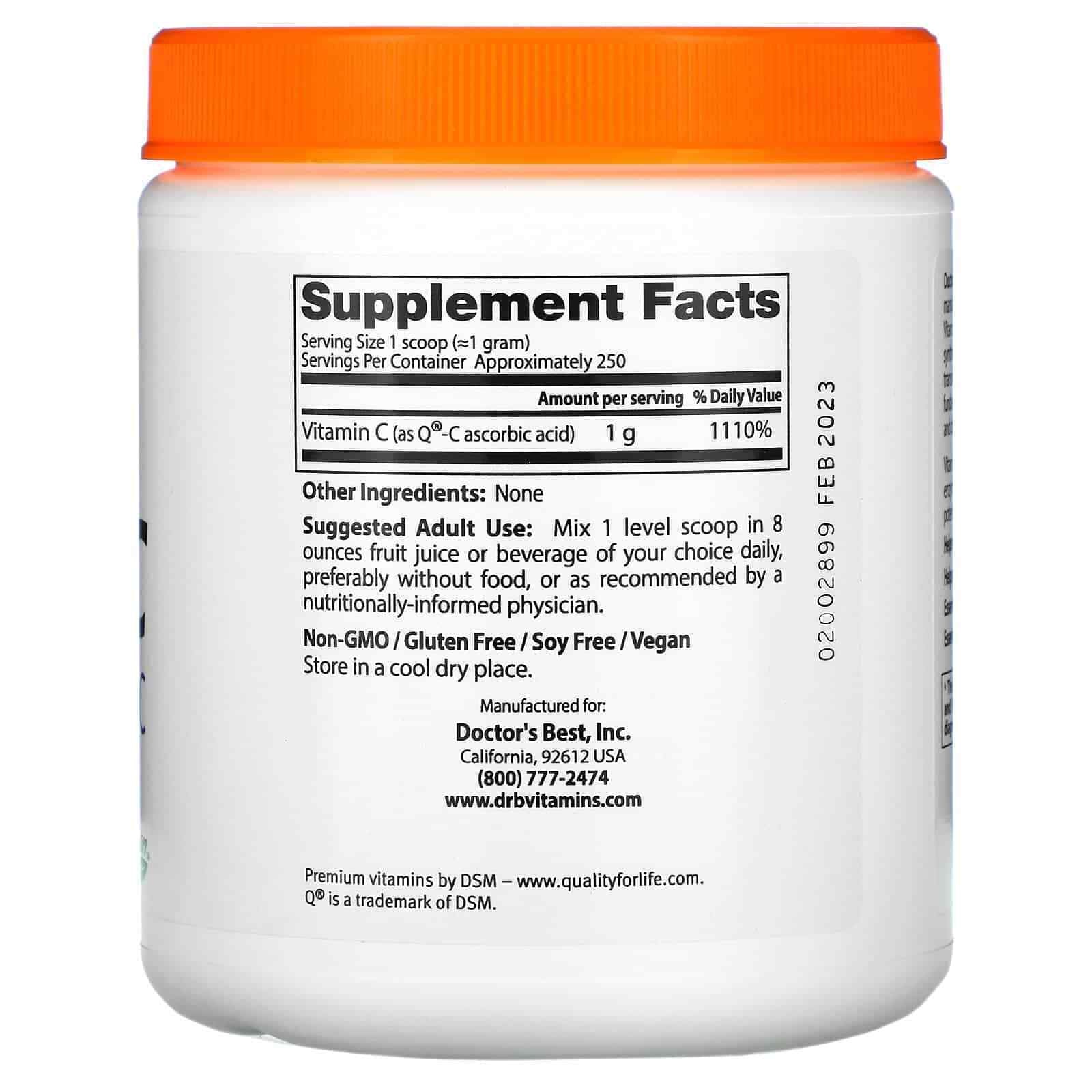 Pure Vitamin C Powder with Q-C Doctor'S Best Immunity Support 250G 8.8Oz