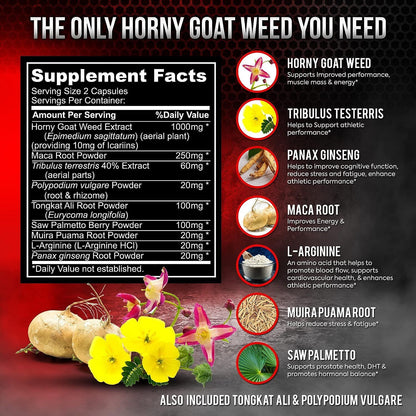 Super Strength 1590Mg Horny Goat Weed 120 Capsules with Maca Arginine & Ginseng