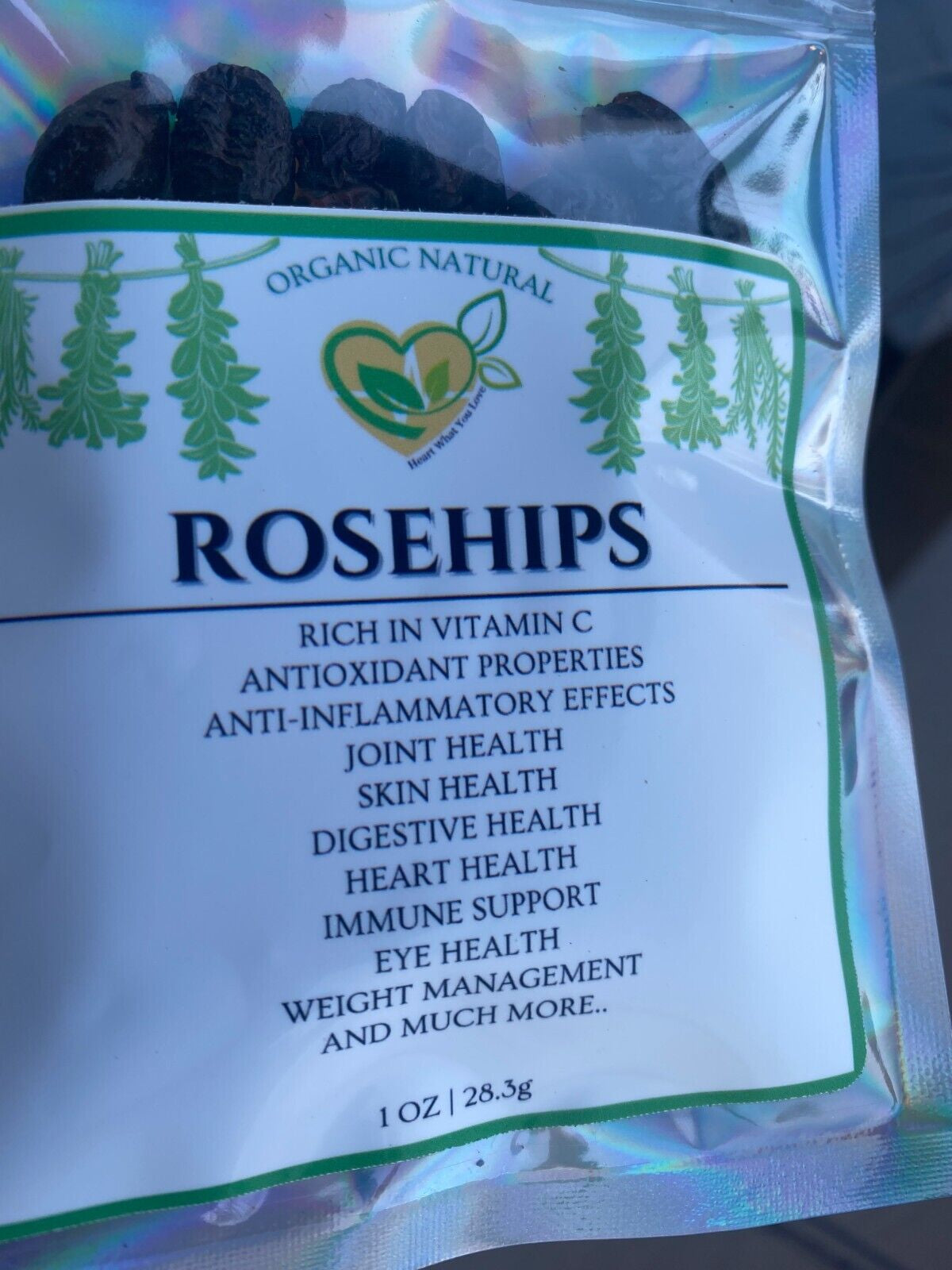 Rosehips Whole Herb Organic Natural Dried Cut Rose Hip 28.3G | 1 OZ Immune Heart