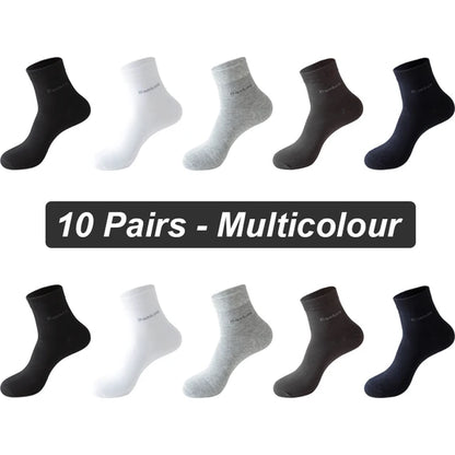 10Pairs/Lot Men Bamboo Fiber Socks Casual Black White Business Anti-Bacterial Breatheable Male Sock High Quality Size 38-45