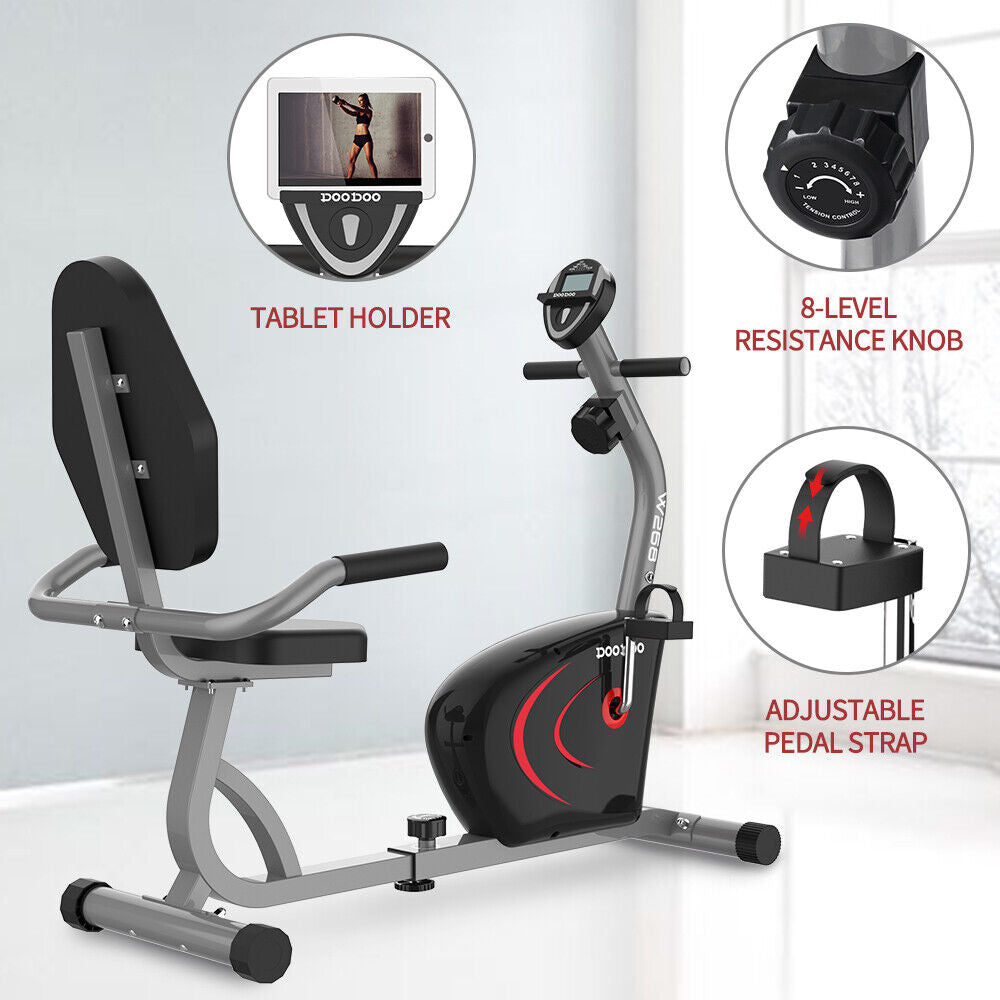 Recumbent Exercise Bike Fitness Stationary Bicycle Cardio Workout Indoor Cycling