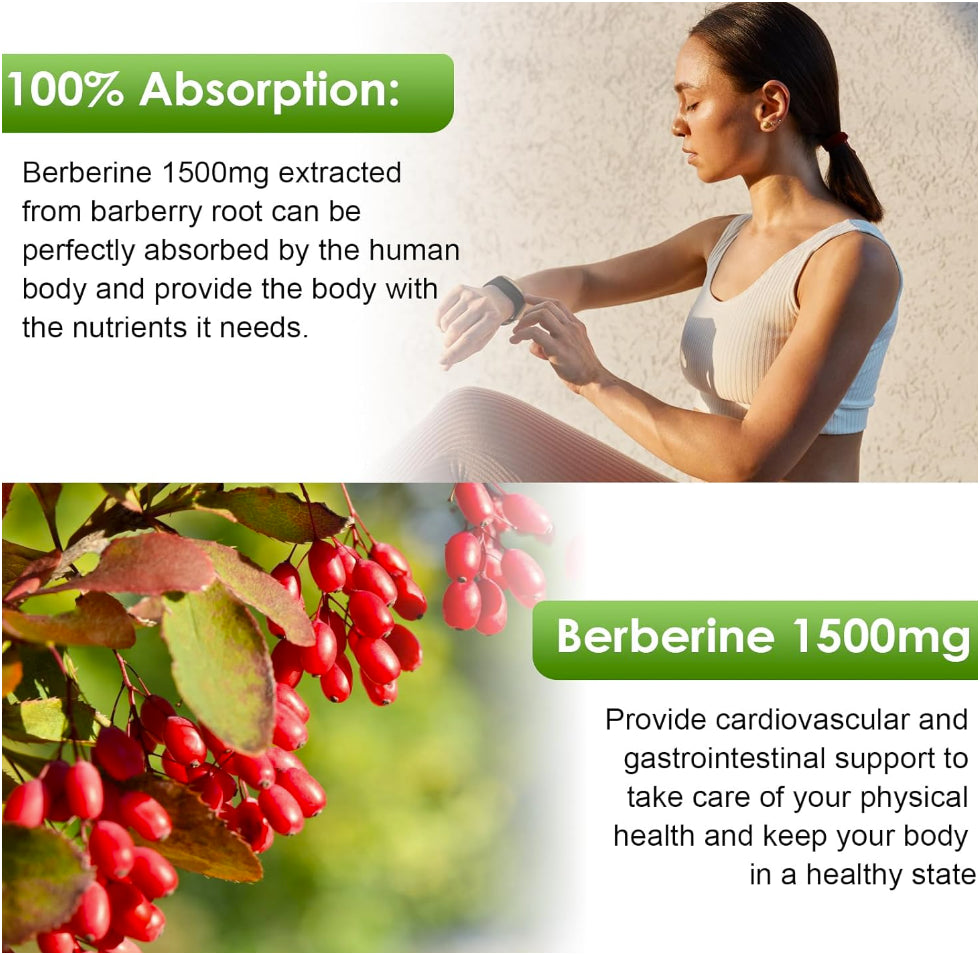 Berberine Supplement 1500Mg Organic Berberine Liquid Drops with Ceylon 2-Pack