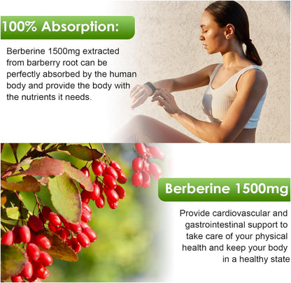 Berberine Supplement 1500Mg Organic Berberine Liquid Drops with Ceylon 2-Pack