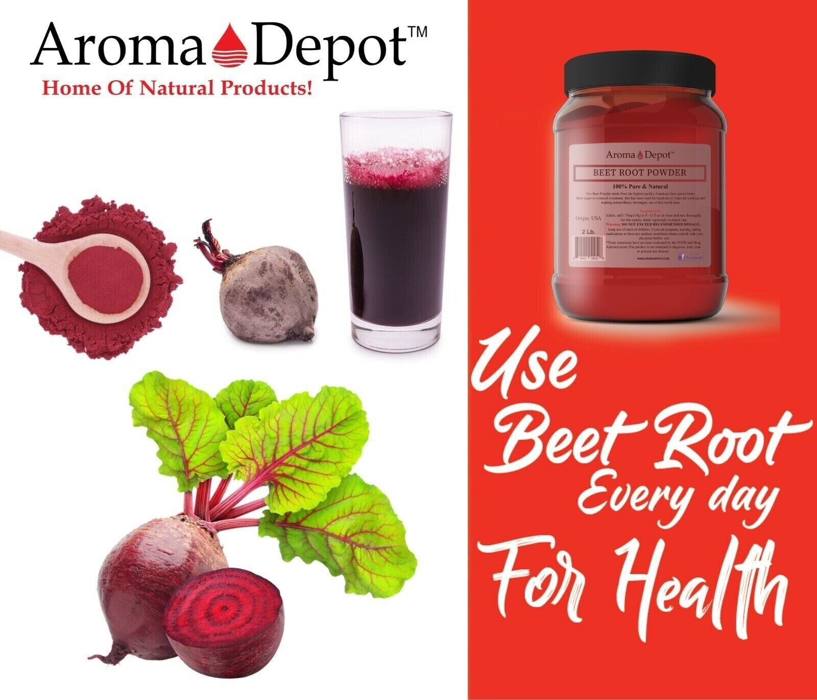 1 Lb Beet Root Powder (Beta Vulgaris) Raw & Non-Gmo Super Food Raíz De Remolacha