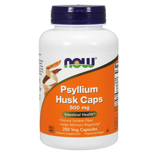 NOW Foods Cáscara De Psyllium, 500 Mg, 200 Cápsulas