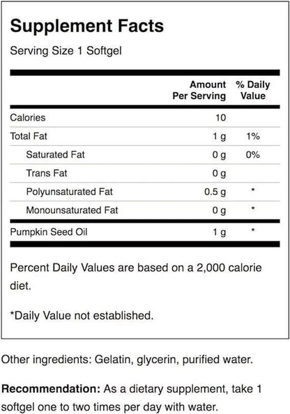 Swanson Pumpkin Seed Oil 1000Mg 100 Softgels