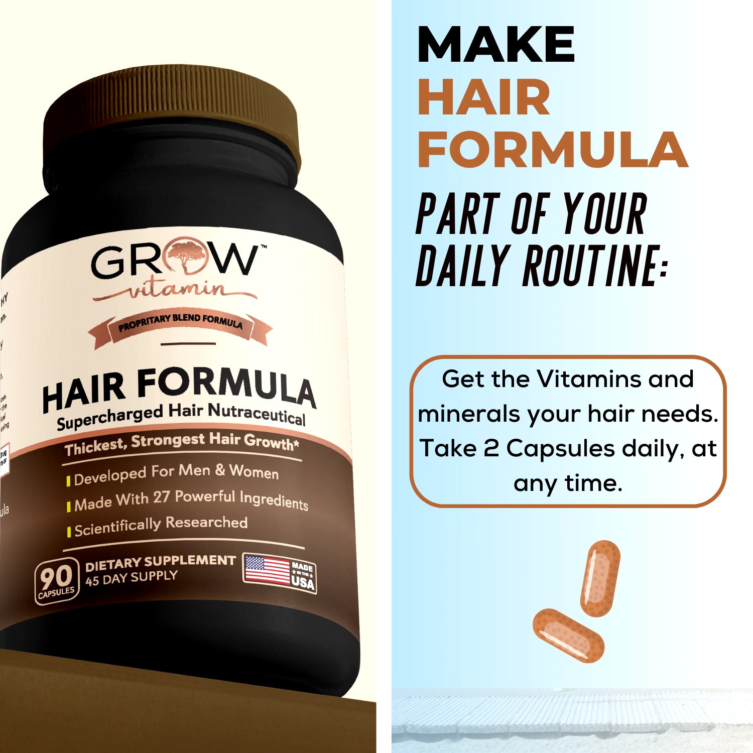 Hair Hero Powerful Hair Growth Formula Healthy Hair Skin, Nails 5000 Mcg Biotin