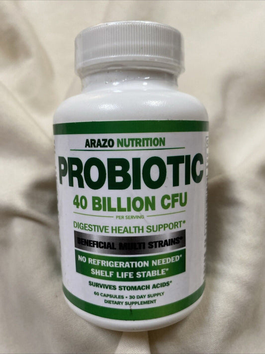 Arazo Nutrition Probiotic 40 Billion CFU Shelf Stable with Prebiotics Exp 04/25