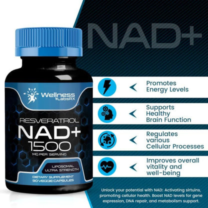 NAD Supplement, 1500Mg - Liposomal NAD+ Supplement with Resveratrol, Nad plus Bo