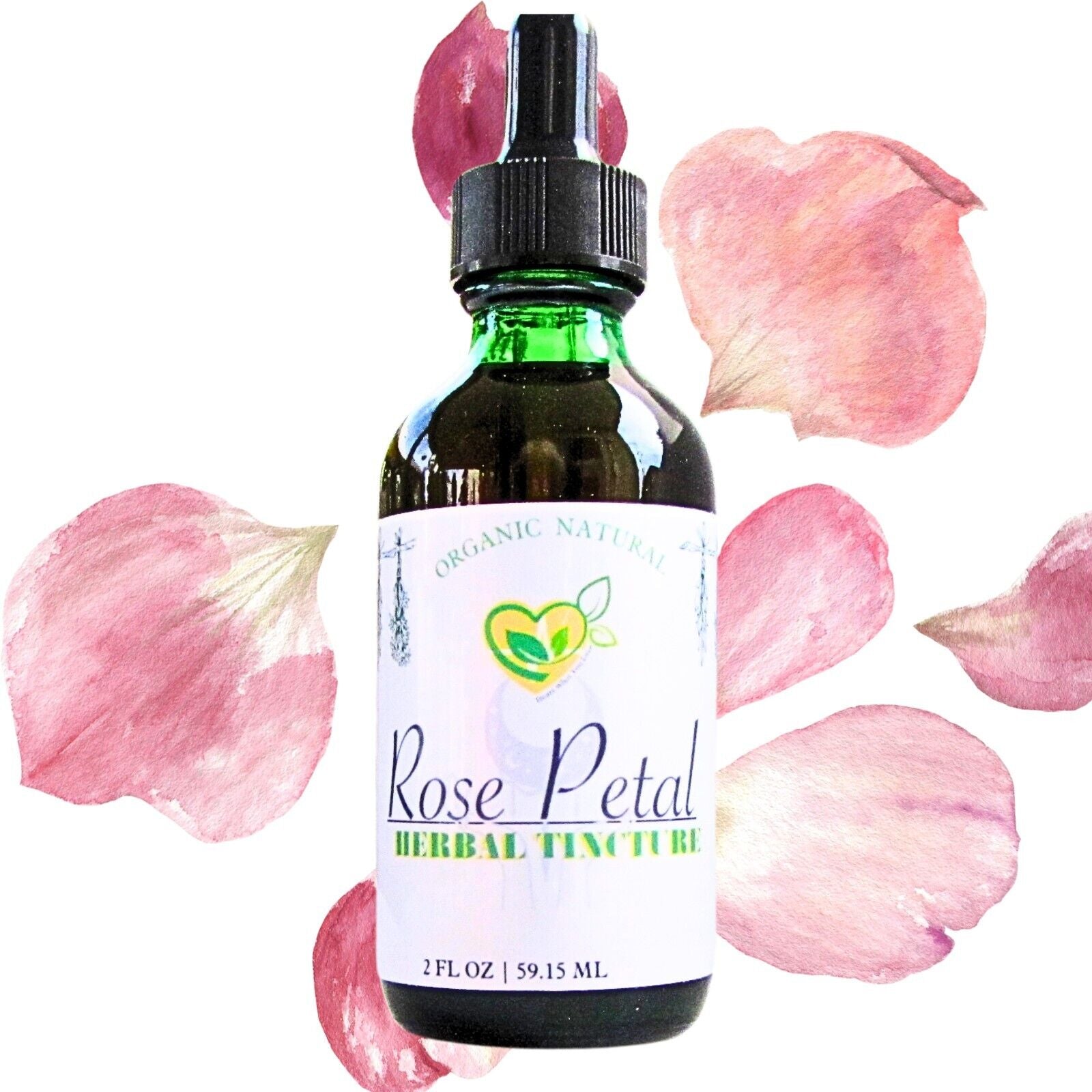 Rose Petal Tincture Organic Liquid Herbal Drops Natural Heart Skin Mood Aid 2 Oz