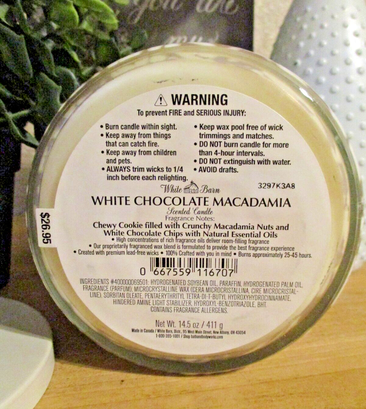 NEW Bath & Body Works WHITE CHOCOLATE MACADAMIA 3-Wick Candle 14.5 Oz.