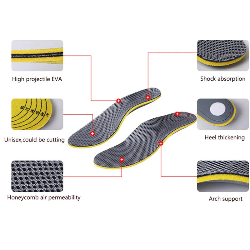 Bamboo Charcoal Arch Correction Sneakers Insoles EU35-46