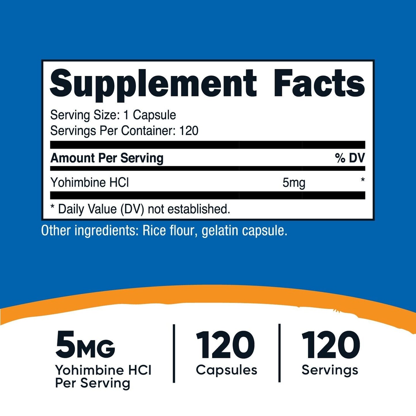 Yohimbine Hcl 5Mg, 120 Capsules - Extra Strength