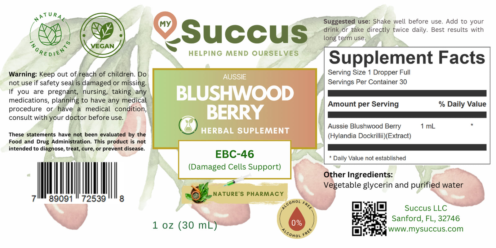 Aussie Blushwood Berry Tincture (EBC-46) - Alcohol Free