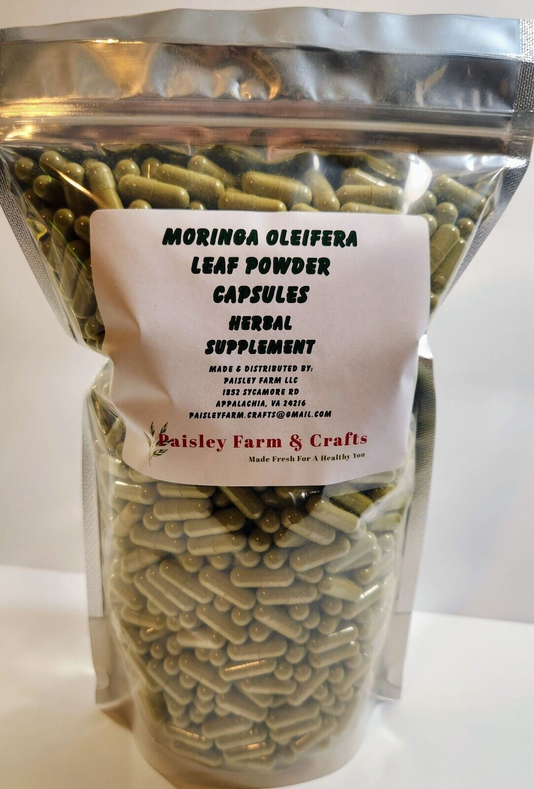 Moringa Oleifera Leaf Capsules NON GMO - All Natural - Made Fresh on Demand!