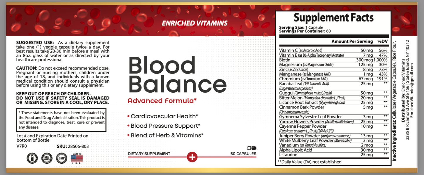 Blood Balance Formula All Natural Cardiovascular Support Blood Sugar Support