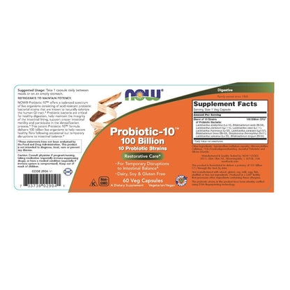 NOW Foods Probiotic-10, 100 Billion, 60 Veg Capsules