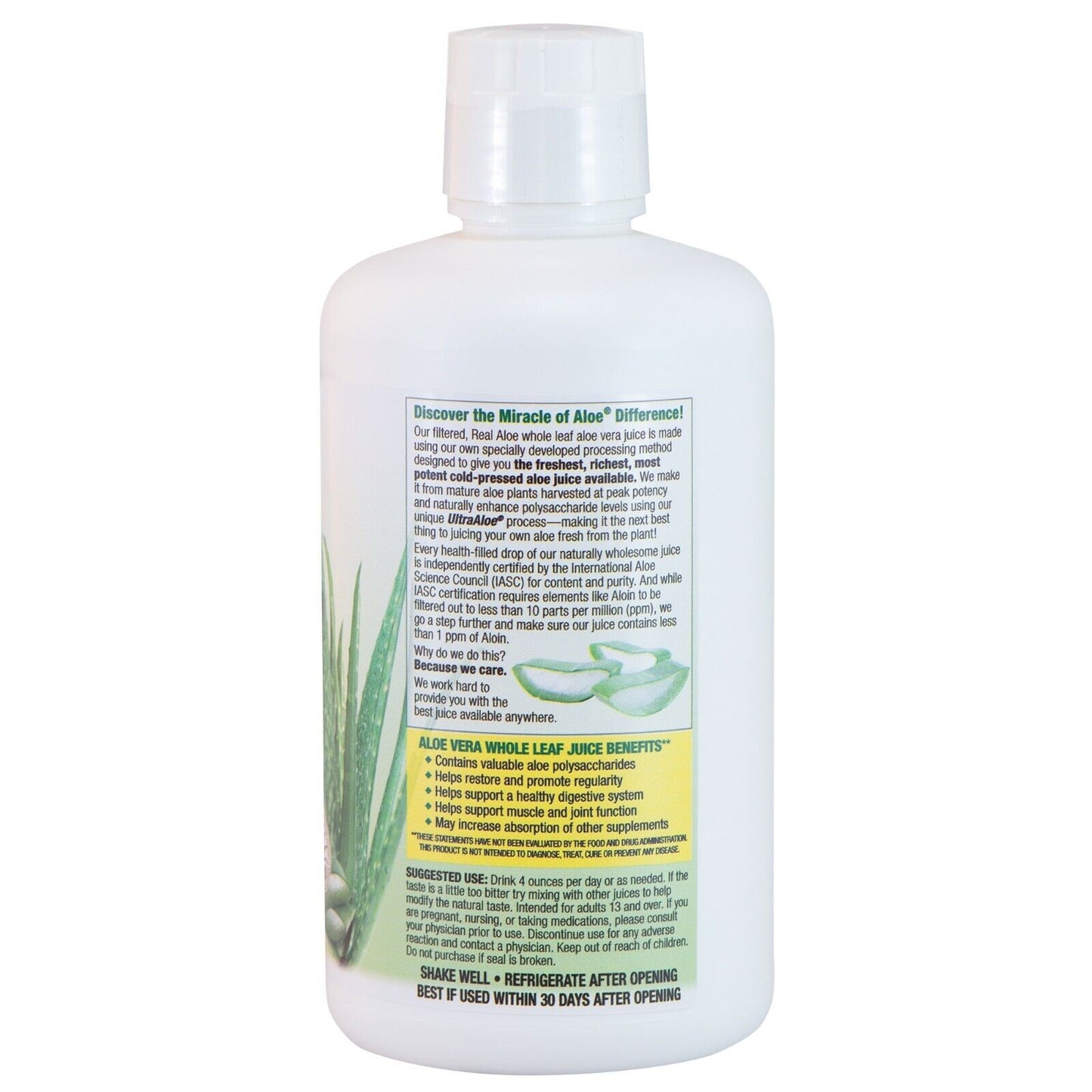 Real Aloe Juice from Aloe Vera 100% Purified & Filtered (1 Quart)