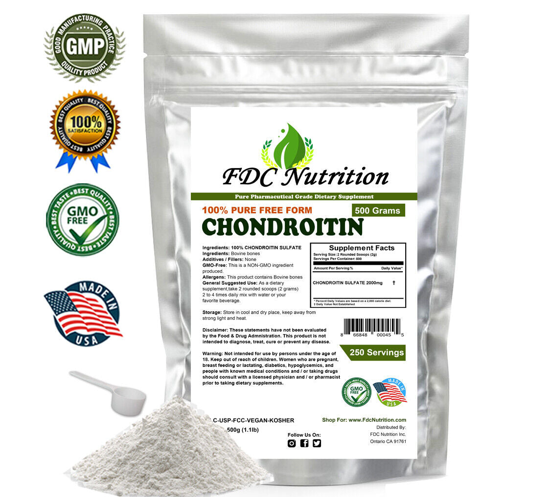 CHONDROITIN 100% PURE POWDER FREE FORM KOSHER PHARMACEUTICAL GRADE USA