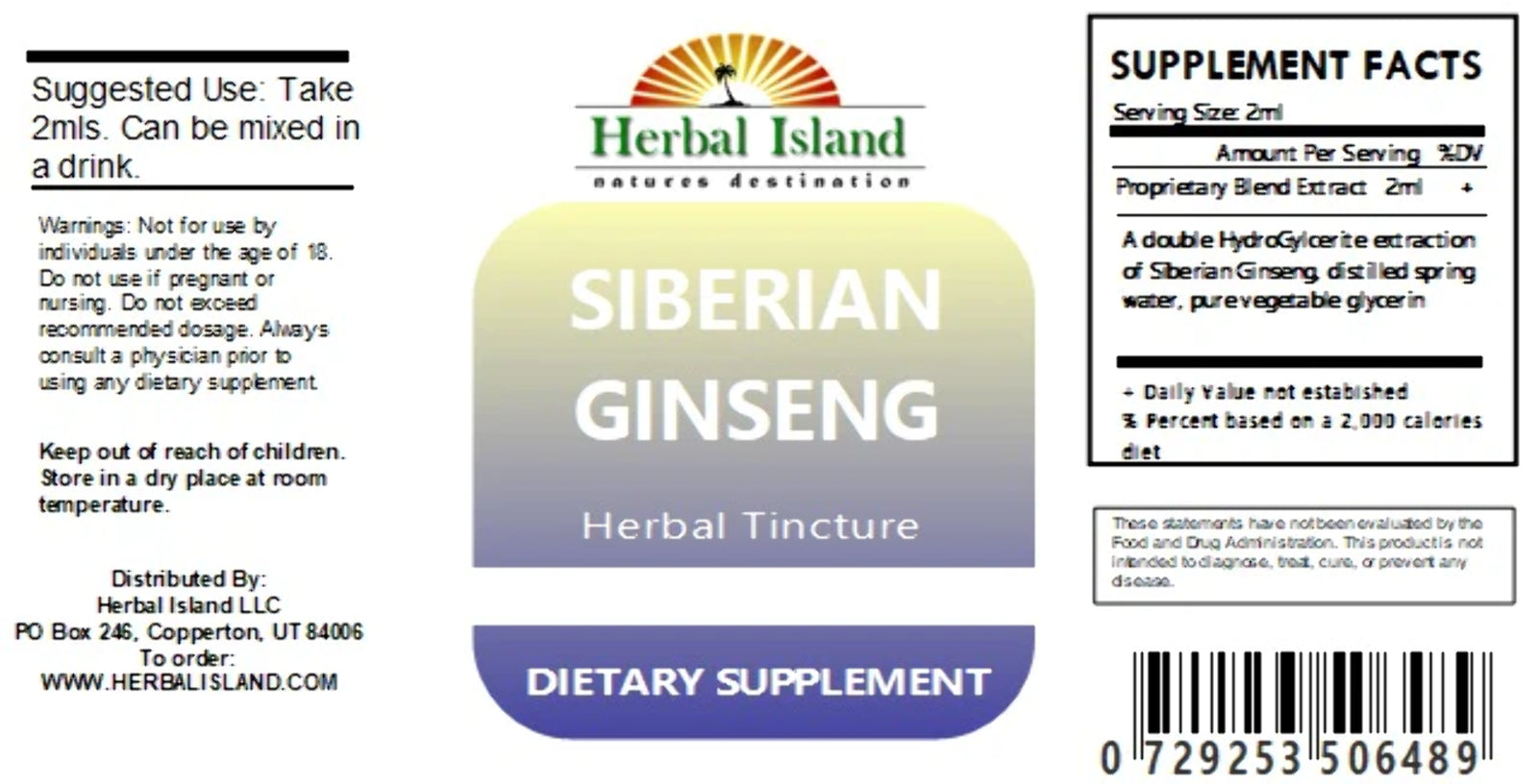 Siberian Ginseng Extract - Eleuthero Root - Alcohol Free