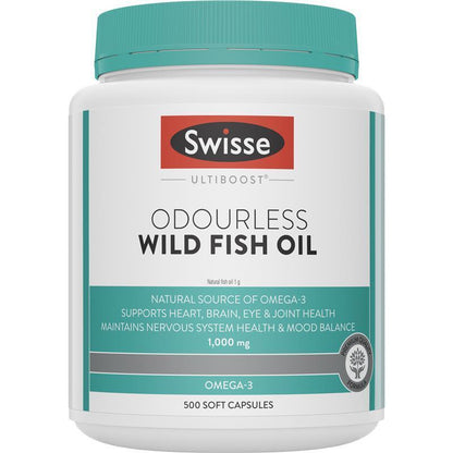 Swisse Ultiboost Odourless Wild Fish Oil 1000Mg 500 Capsules Exclusive Size