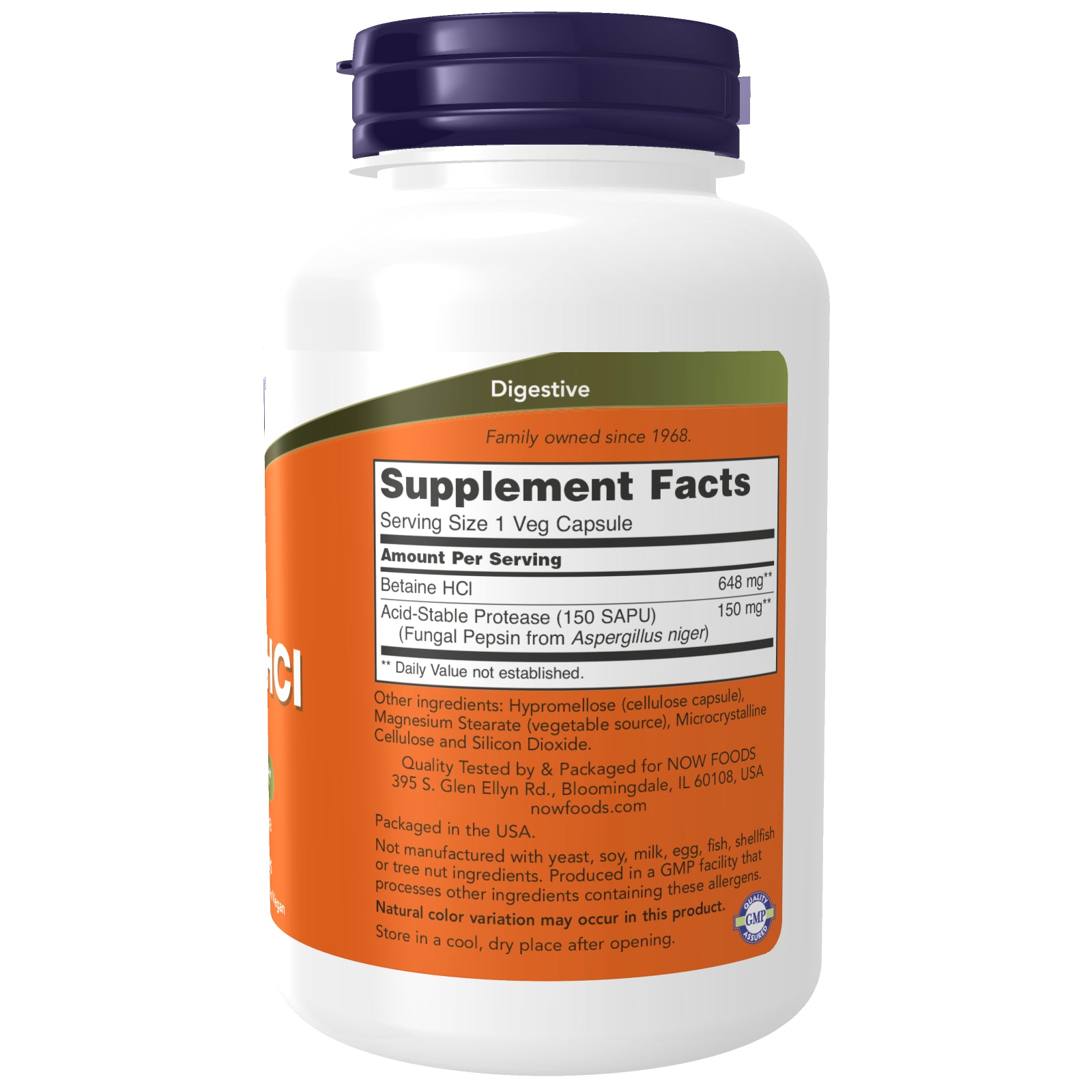 NOW Foods Betaine Hcl, 648 Mg, 120 Cápsulas