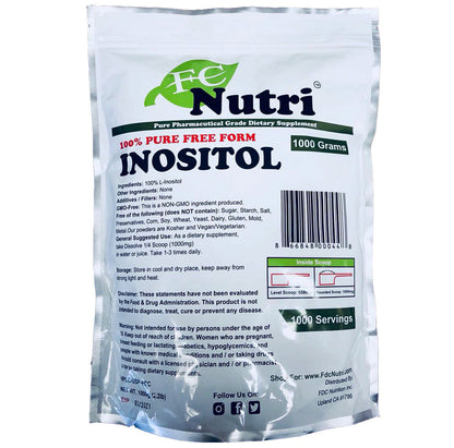 2.2Lb (1000G) 100% PURE INOSITOL POWDER PHARMACEUTICAL GRADE X2 Bags Packed