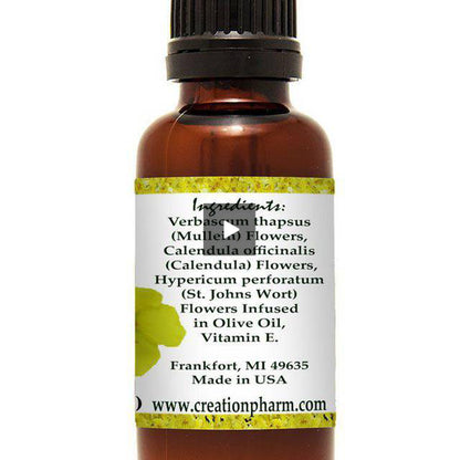 Herbal Ear Drops Oil 1 Oz - Calendula, St. Johns Wort and Mullein Aceite De Orej