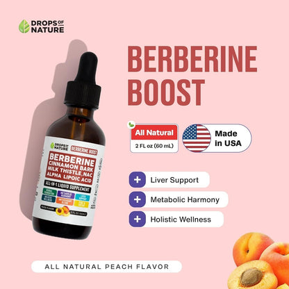 Berberine, Milk Thistle Ceylon Cinnamon Alpha Lipoic Acid NAC Liquid Drops 7/25