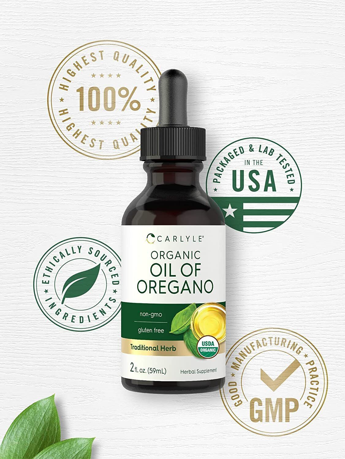 Organic Oregano Oil | 2 Fl Oz Liquid | Vegan, USDA Certified |