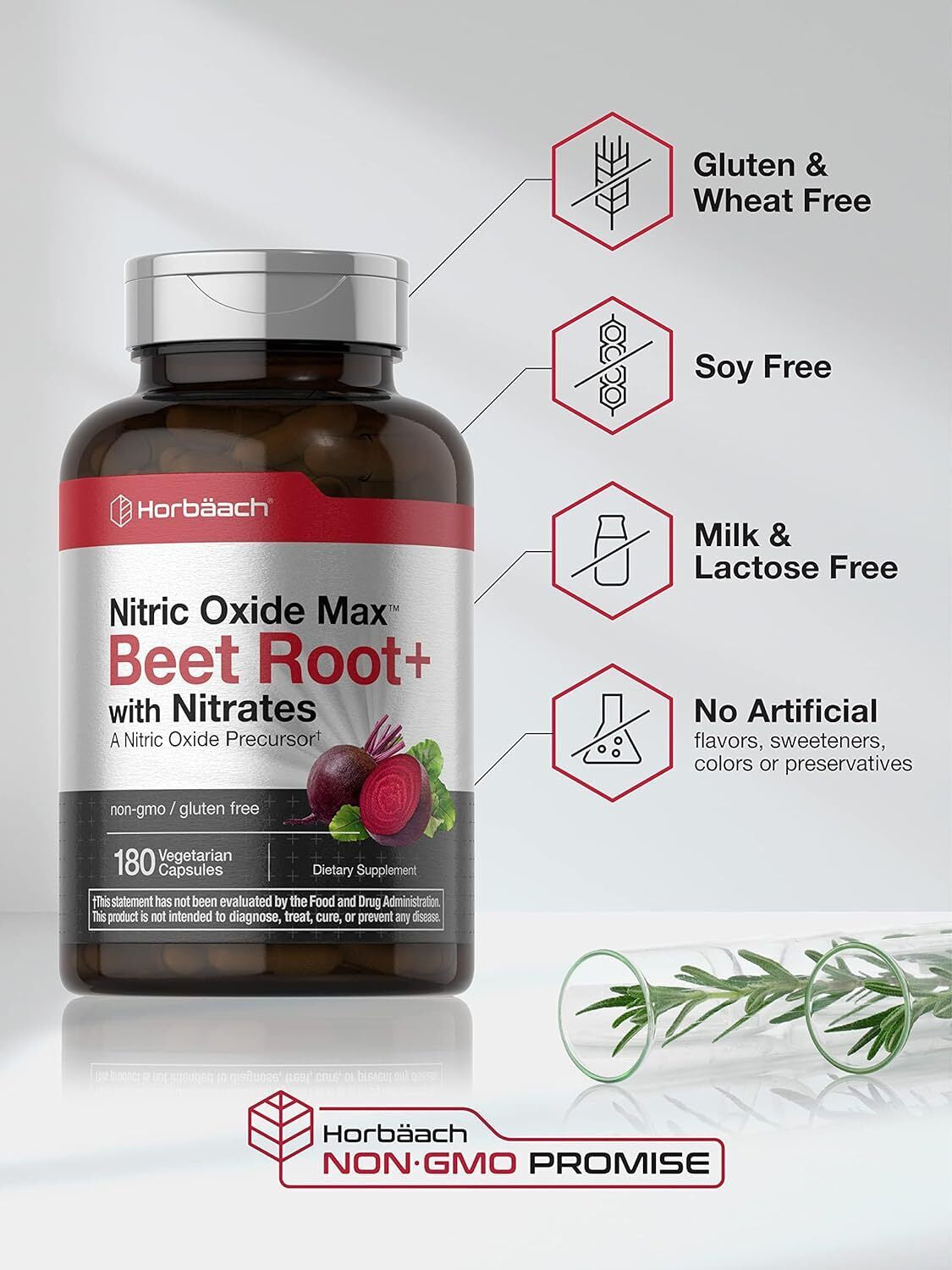 Nitric Oxide Beet Root Capsules | with Nitrates | 180 Count | Nitric Oxide Precu