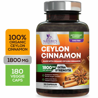 True Organic Ceylon Cinnamon Capsules 1800Mg Highest Potency Blood Sugar Support