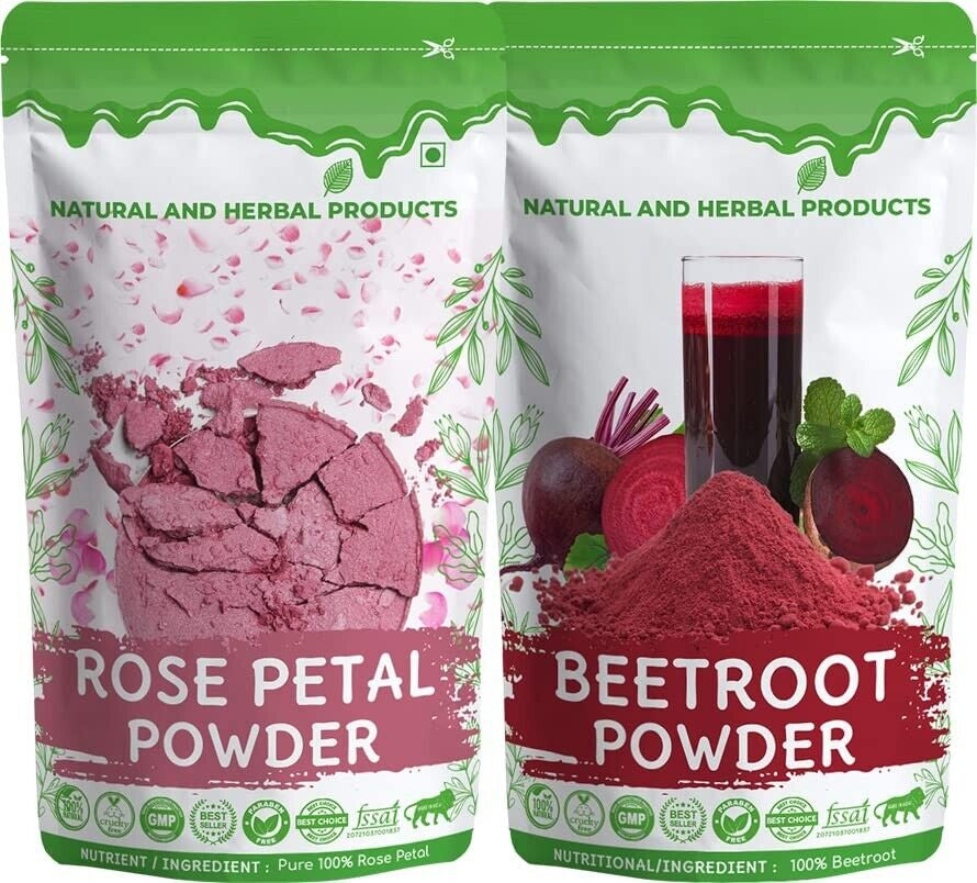 Combo Organic & Natural Rose Petal Powder & Beetroot Powder 100 Gram Pack of 2