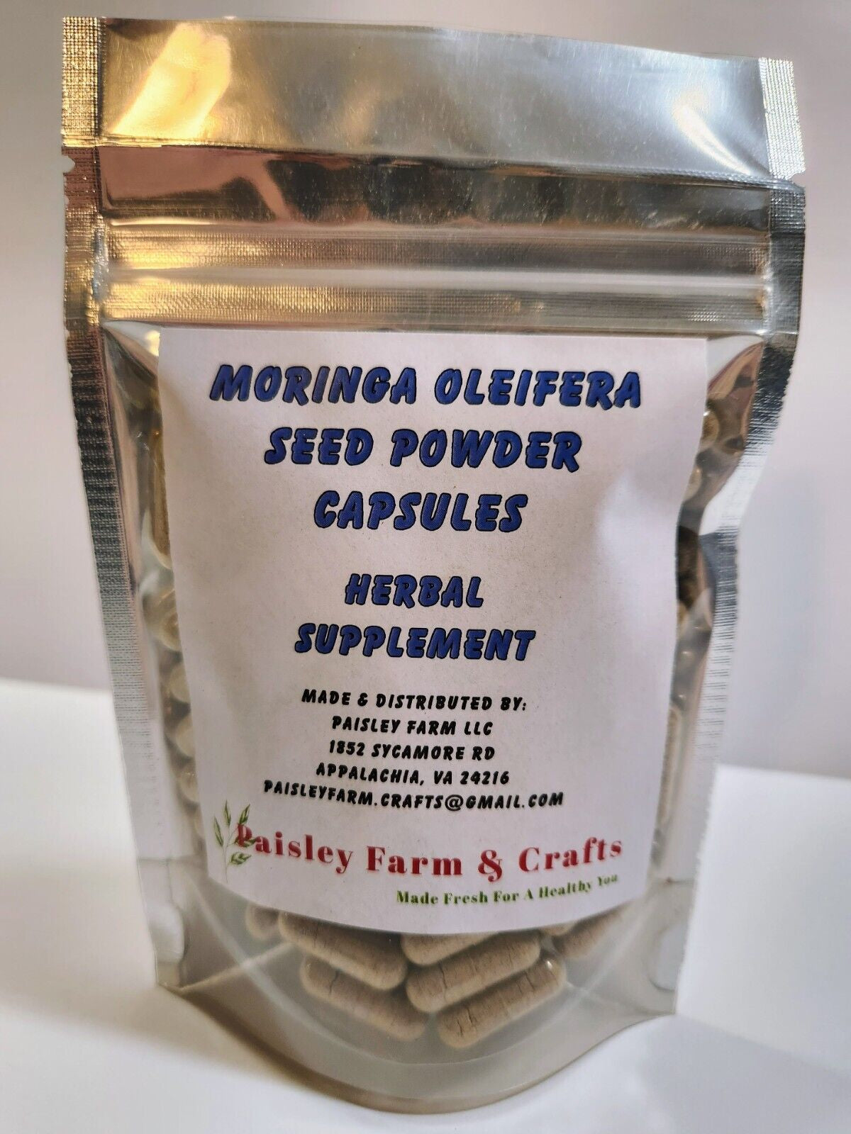 Moringa Seed Powder Capsules - Non GMO - Made Fresh on Demand!