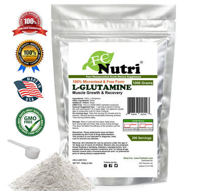 Bundle Package L-Glutamine Powder & Lysine HCL - Pure - 1000G per Serving