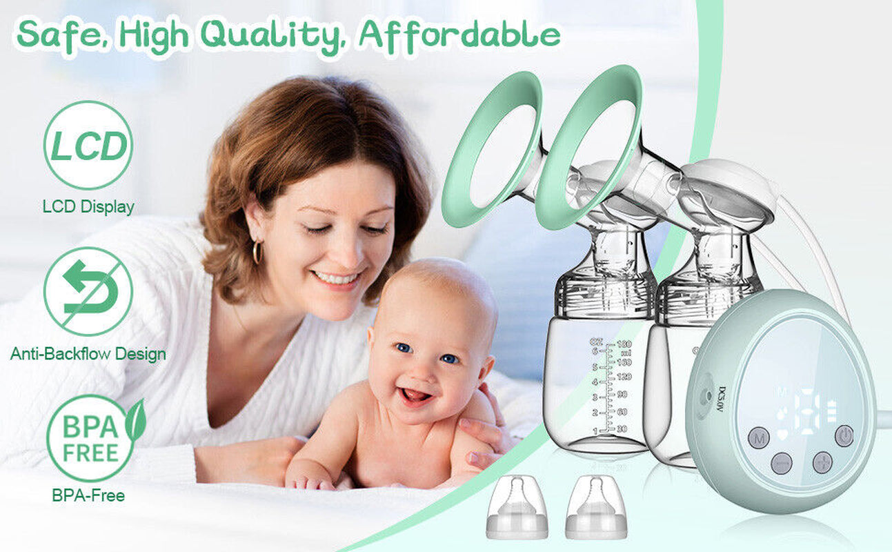 Non Toxic Breastfeeding Pumps Double Electric Portable  3 Modes 9 Levels LCD Display BPA Free