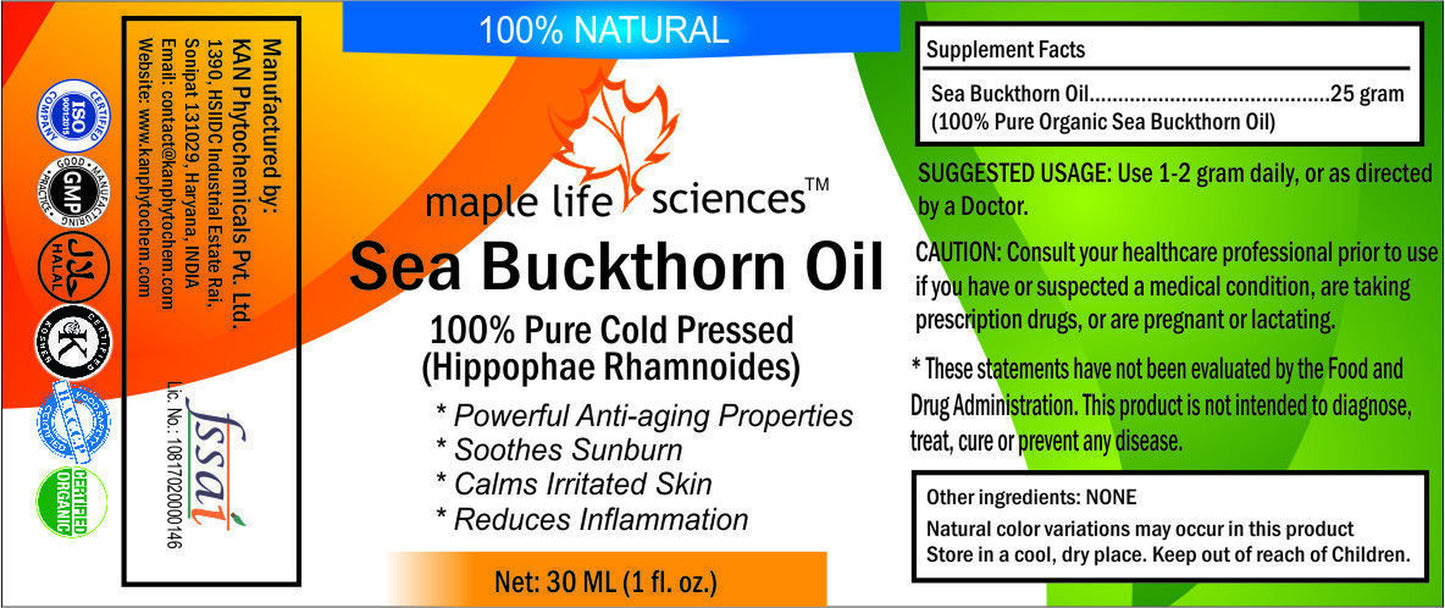 Sea Buckthorn Oil 100% Pure & Natural Undiluted Uncut Carrier Oil