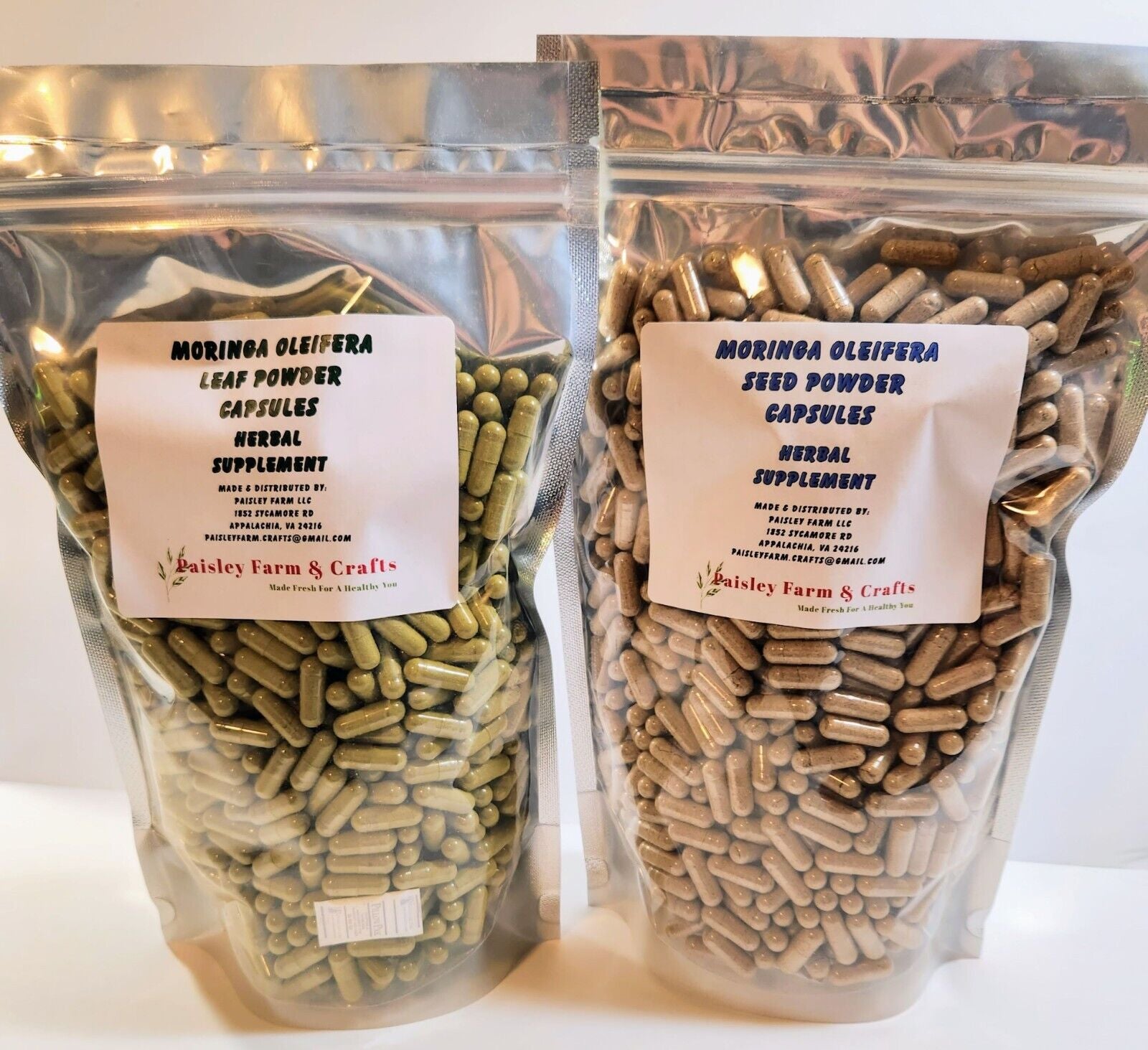 Moringa Leaf Powder Capsules & Moringa Seed Powder Capsules - Value Packs!