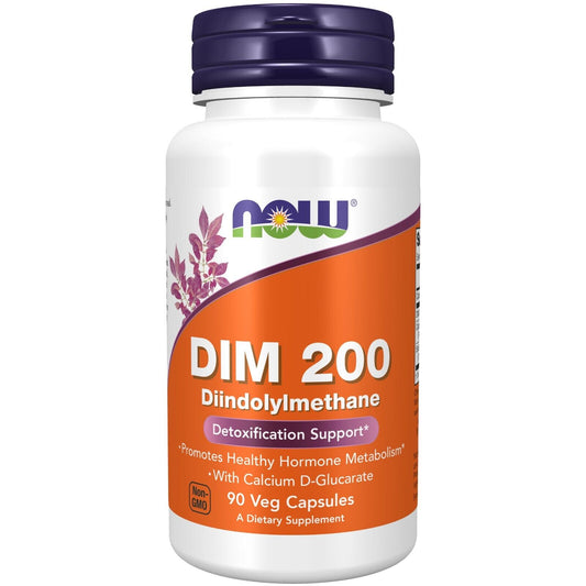 NOW Foods DIM 200 W/ Calcium D-Glucarate, 90 Veg Capsules