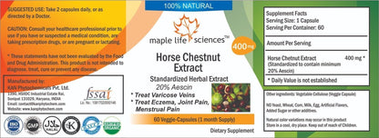 Horse Chestnut Extract Capsules 20% Aescin VARICOSE CONTROL SPIDER VEINS