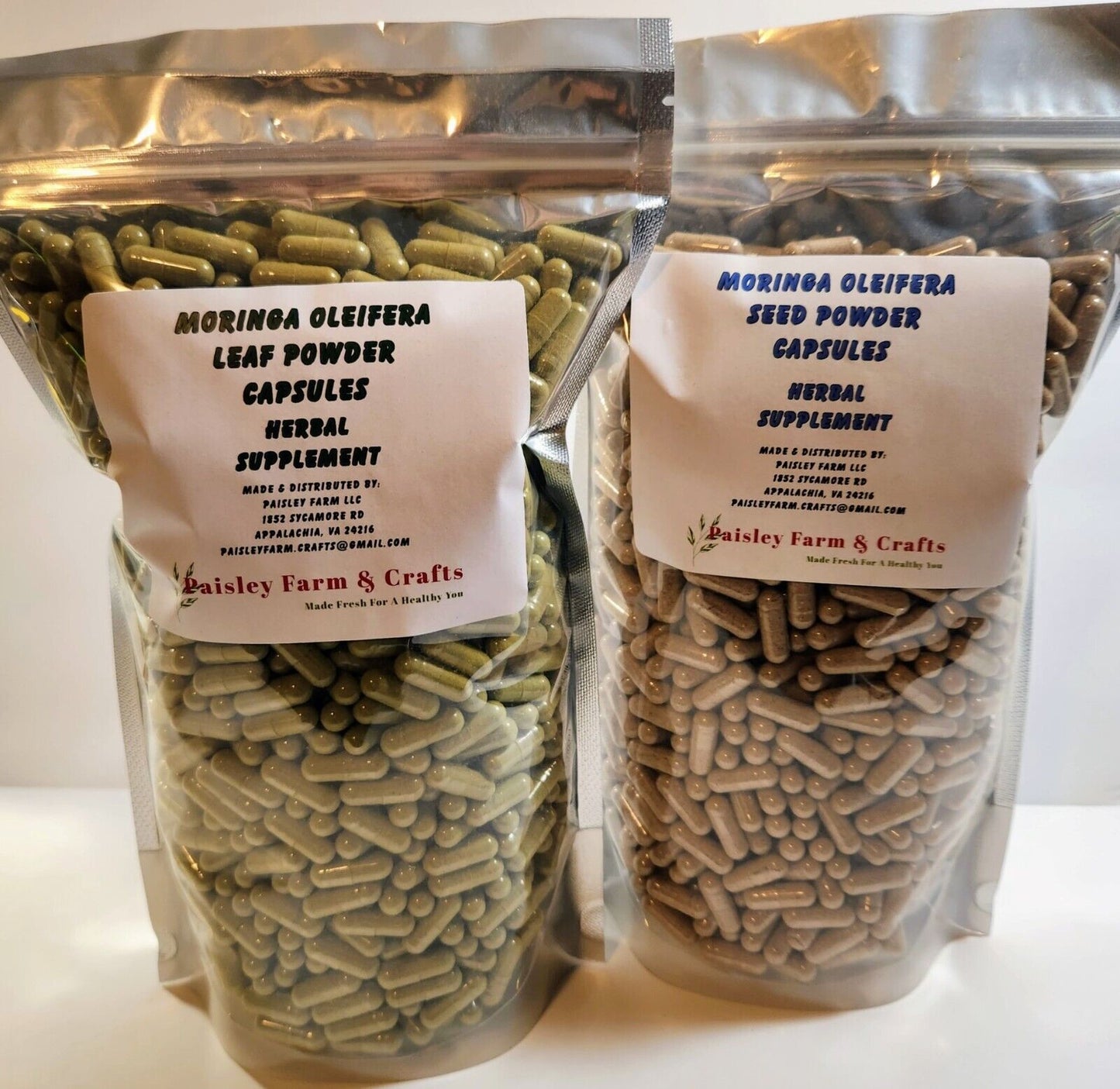 Moringa Leaf Powder Capsules & Moringa Seed Powder Capsules - Value Packs!