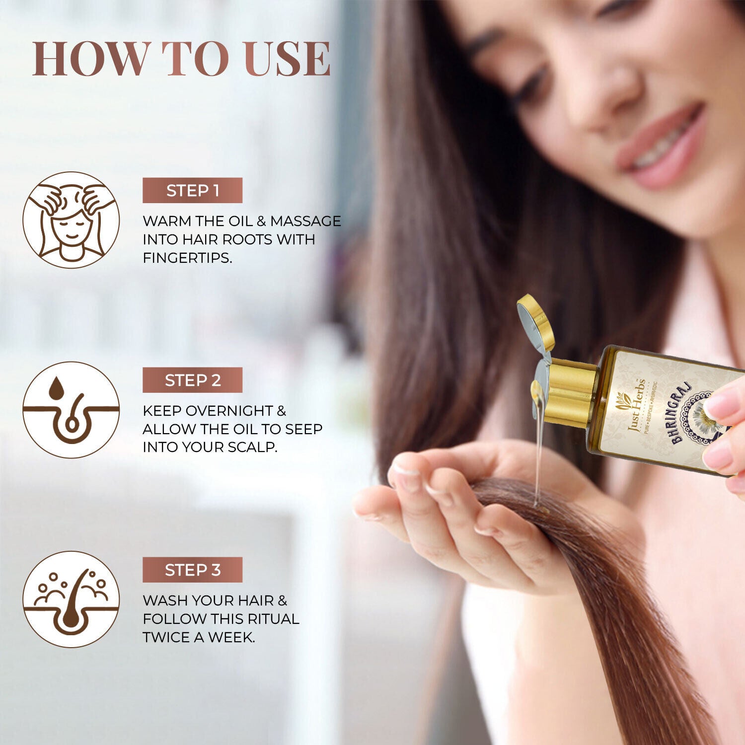 Just Herbs Bhringraj Hair Oil Ayurvedic for Hair Fall Control & Hair Growth