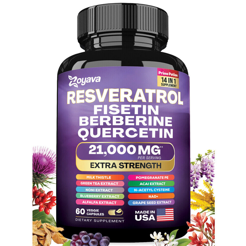 Zoyava Resveratrol Supplement 12600Mg Thistle NAD Supplement Berberine 60 Caps *