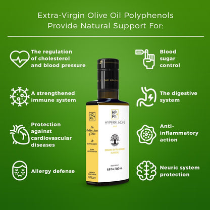 HYPERELEON Gold Premium Olive Oil | Rich in Polyphenols | 45 Awards | 260Ml