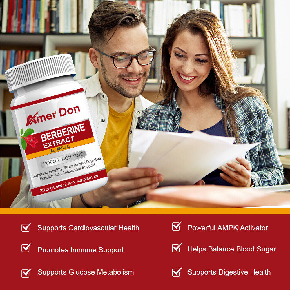 Berberine Supplement 1200Mg - Heart Health Support High Absorption - 30 Servings