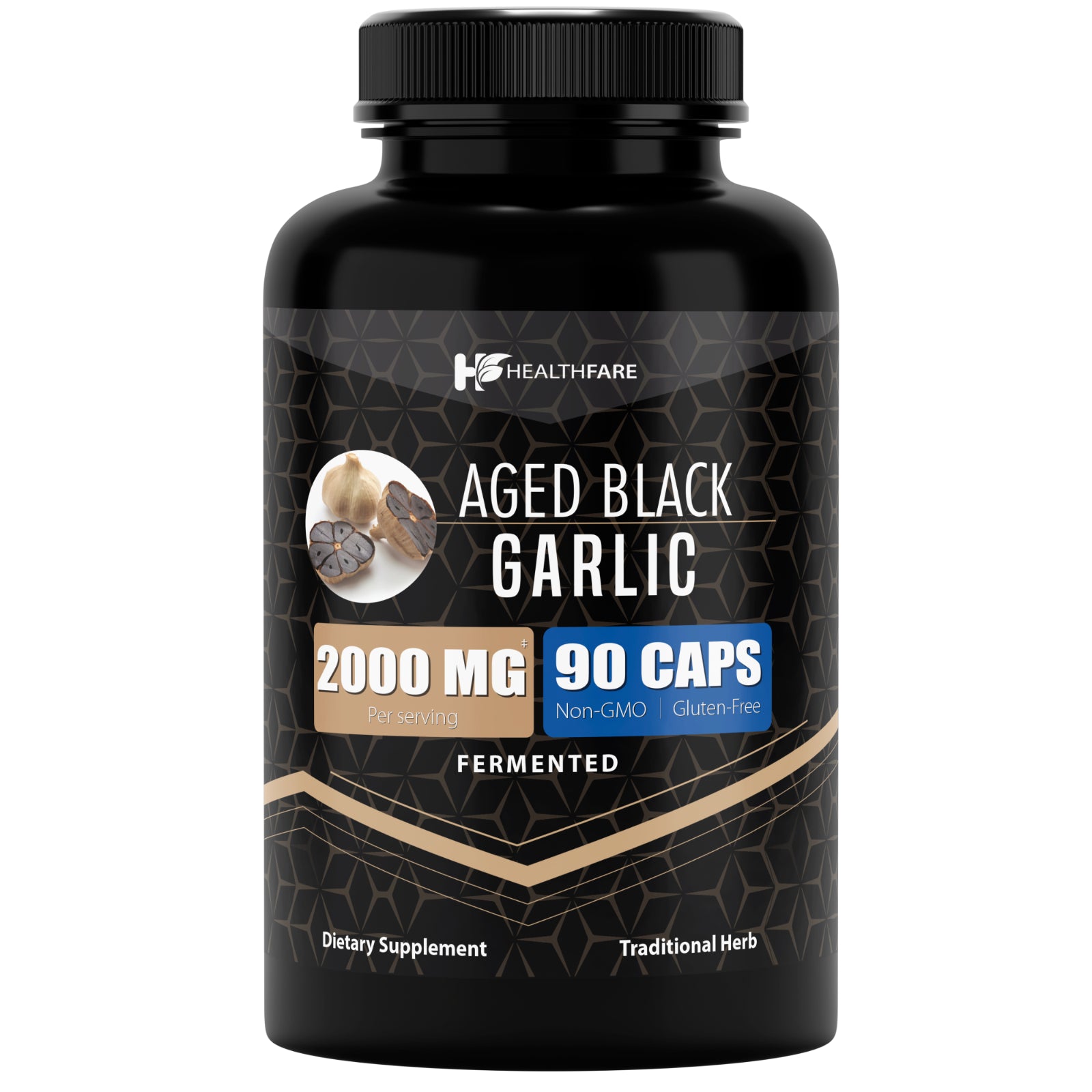 Fermented Black Garlic Extract Dietary Supplement 2000Mg 90 Caps