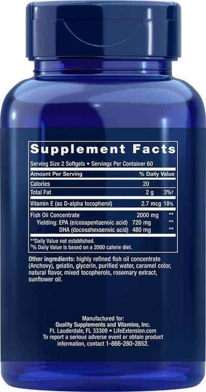 LIFE EXTENSION Mega EPA/DHA (Omega-3) 120 Softgels