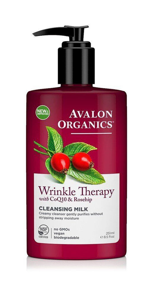 Avalon Organics Wrinkle Therapy with Coq10 & Rosehip Cleansing Milk 8.5 Oz Cream