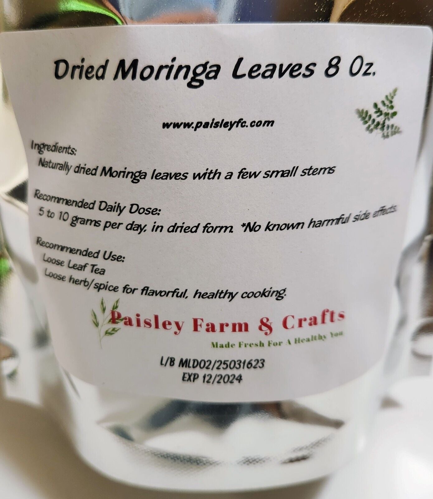 Dried Moringa Leaves Paisley Farm and Crafts - 3 Sizes Available